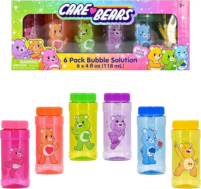 Care Bears 6-Pack Bubble Solution for Kids, Non-Toxic, Dye Free Bubble Wands for Outdoor Fun, Bir... | Amazon (US)