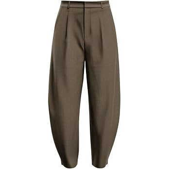Womens Barrel Dress Pants High Waisted Pleated Baggy Trousers with Pockets | Business Casual Styl... | Amazon (US)