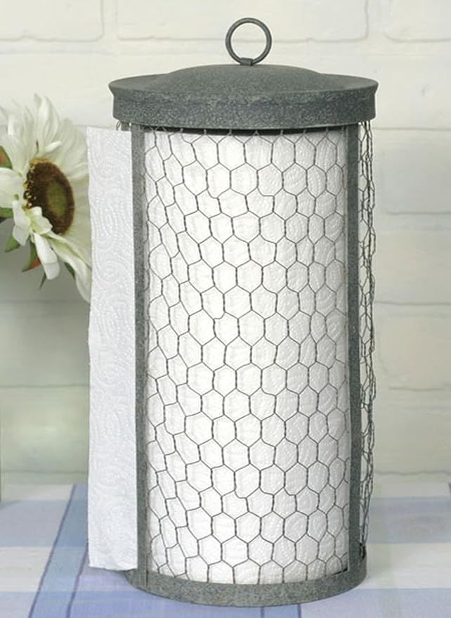 Colonial Tin Works Chicken Wire Paper Towel Holder (Grey) | Amazon (US)