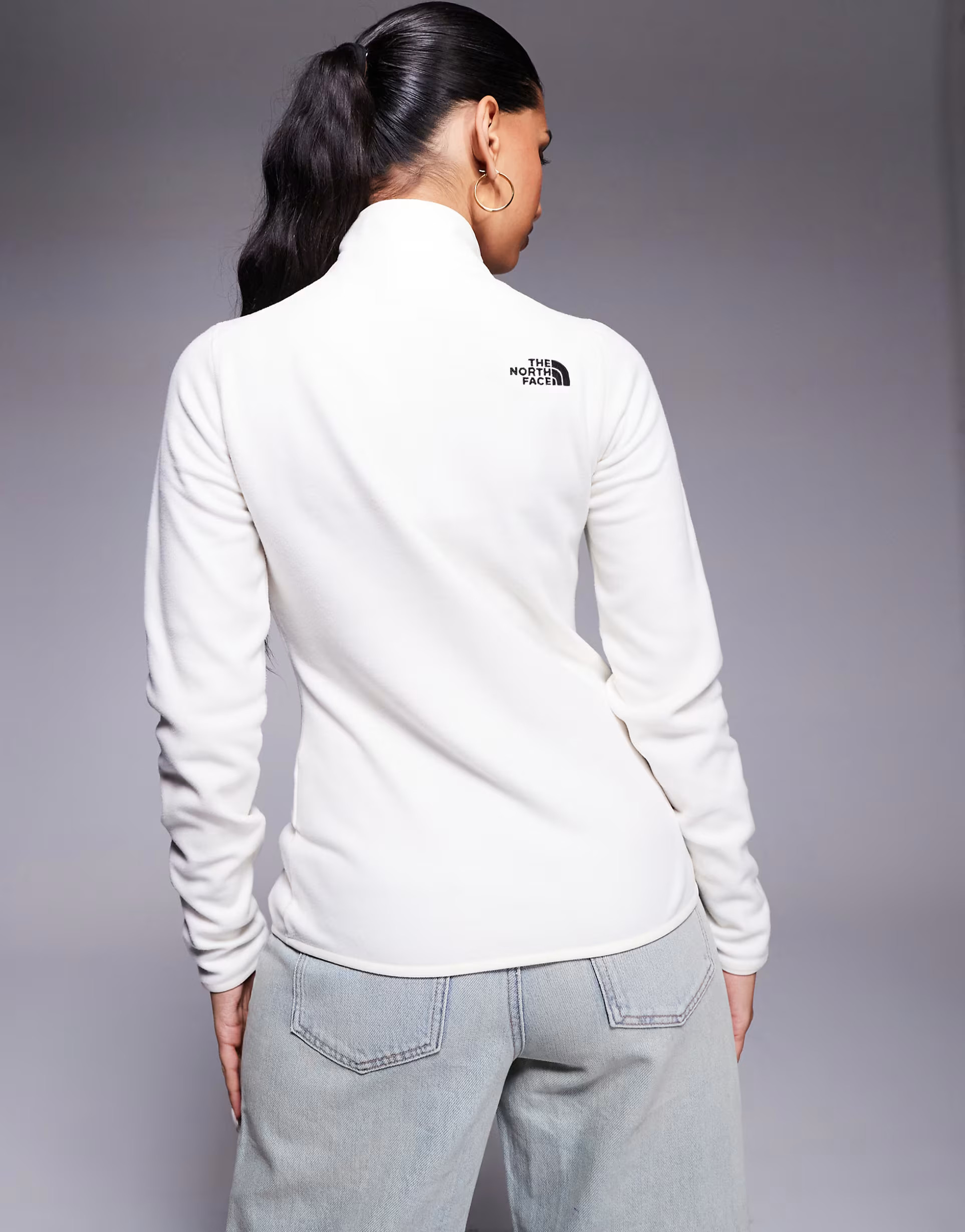 The North Face Glacier quarter zip logo fleece in off white | ASOS | ASOS (Global)