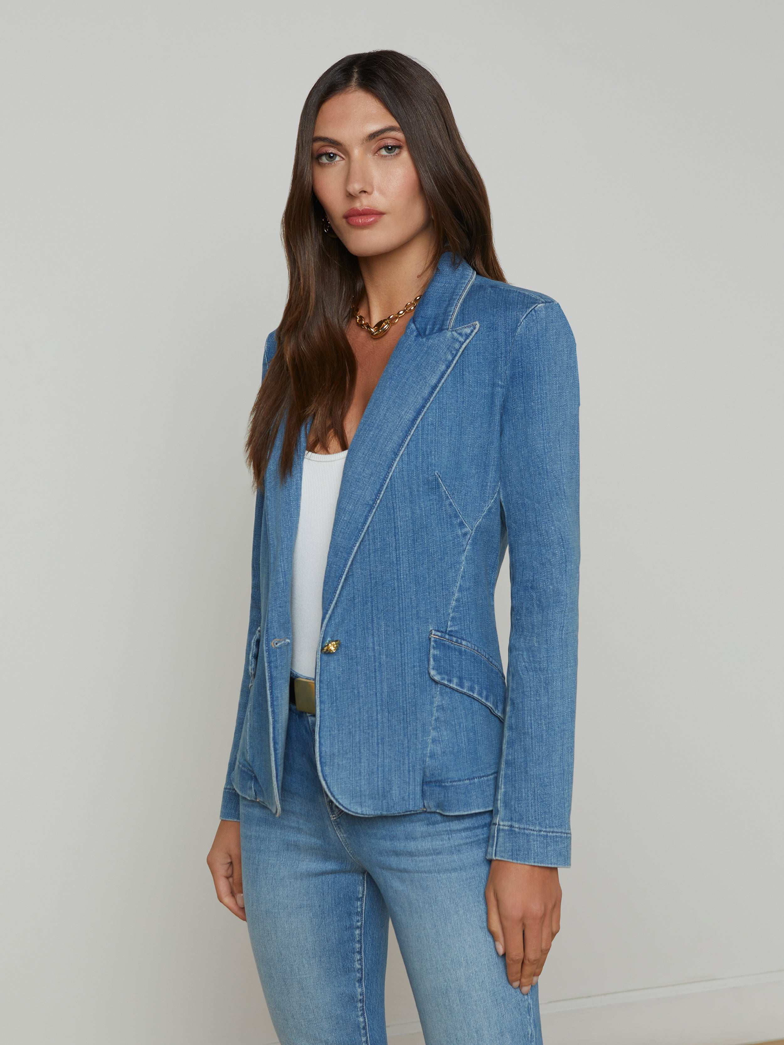 L'AGENCE - Baldwin Denim Blazer in Provo | L'Agence