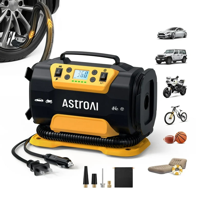 AstroAI Tire Inflator Air Compressor Portable Electric Pump, 150 PSI Air Pump with Dual Metal Mot... | Walmart (US)
