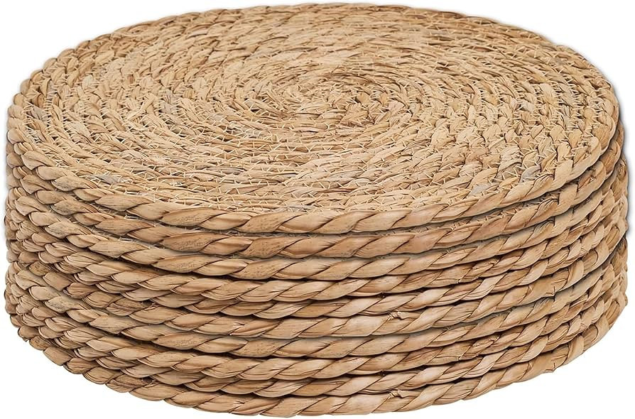 13.5'' Round Woven Placemats Set of 10, Boho Rattan Chargers for Dinner Plates, Round Rattan Plac... | Amazon (US)