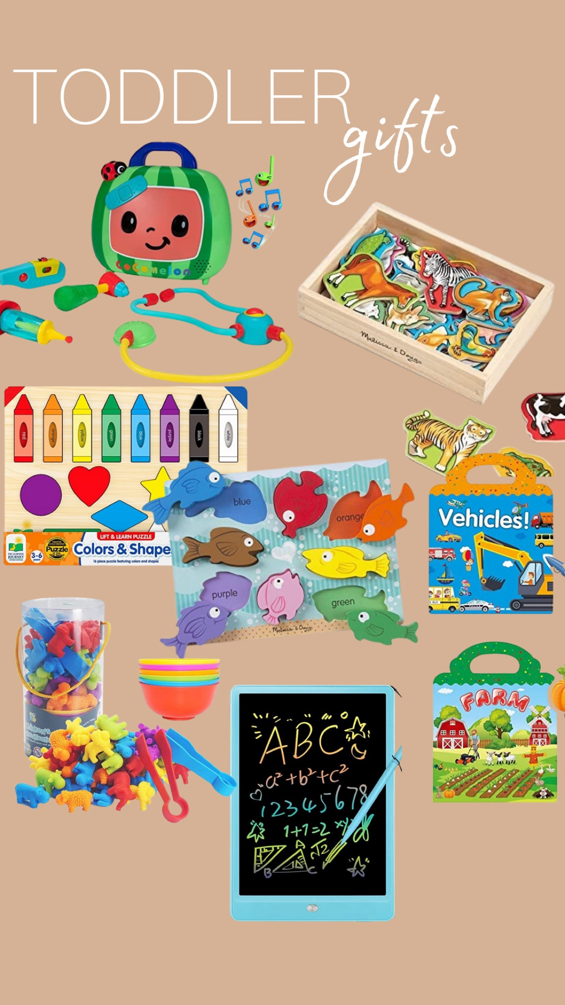 Toddler gifts, toddler gift ideas, toddler magnets, toddler puzzles, toddler sorting, toddler doctor kit, toddler sticker book, toddler Christmas gifts, toddler gift guide

#LTKHoliday #LTKCyberweek #LTKkids