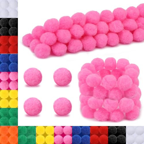 UOOU Pom Poms,1inch Pink Craft Pom Poms,Solid Color Fuzzy Pompom Bulk with Box,Pompoms for Crafts, Arts and Pompom Ball for DIY Art Creative Crafts Mother's Day 100 Pcs | Amazon (US)