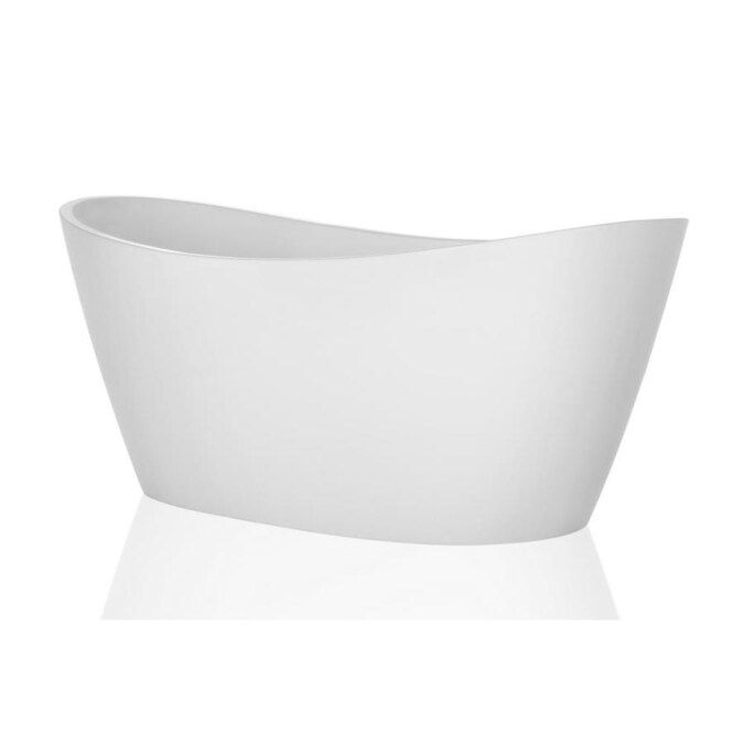 Empava 29.53-in W x 59.09-in L White Acrylic Oval Center Drain Freestanding Bathtub Lowes.com | Lowe's