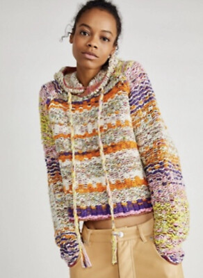 NEW Free People Winter Bright Hoodie Pullover Sweater Sz XS Chunky Knit Z97-20 | eBay US