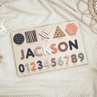Personalized Name Puzzle With Shapes & Numbers - Busy Montessori Toy | Baby Shower Gift For Boys Girls, Christmas Gifts | Etsy (US)