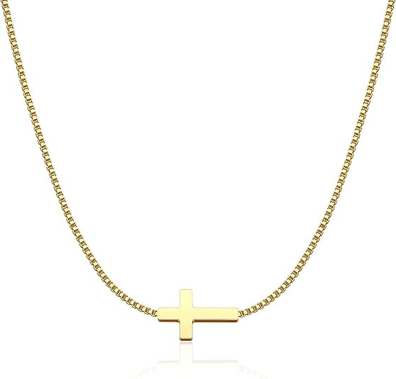 Cross Necklace for Women 14K Gold Silver Plated Dainty Small Cross Pendant Choker Simple Trendy C... | Amazon (US)