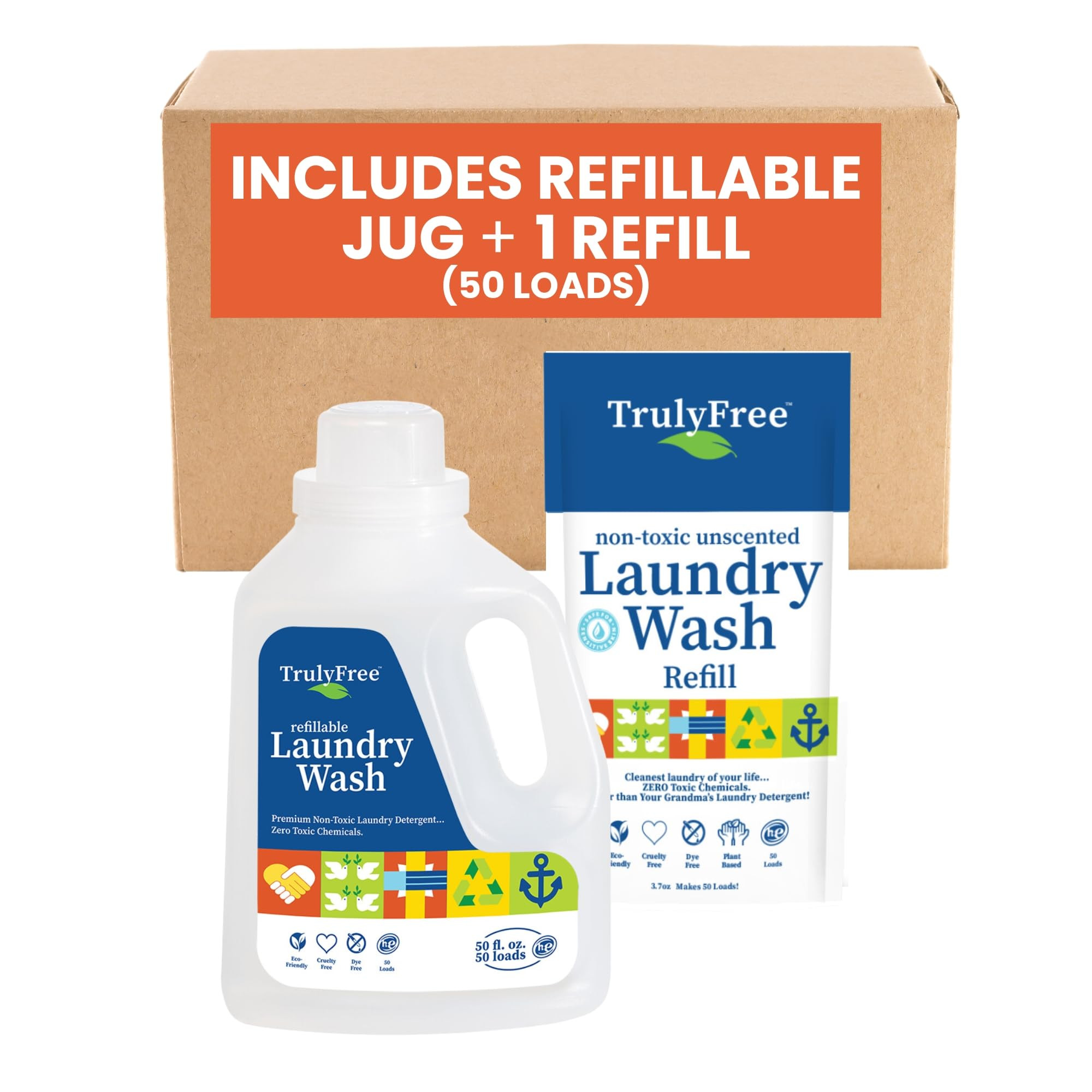 Truly Free Laundry Wash Detergent for Sensitive Skin, Gentle & Safe for Baby Clothes | Plant-Base... | Amazon (US)