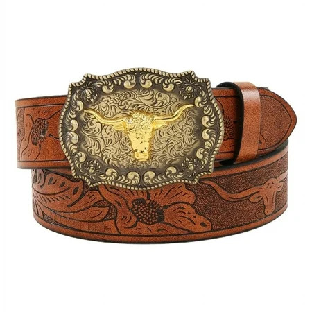 WINDLAND Longhorn Bull Belt Buckle Belt Vintage Western Belt Cowboy Belts For Men Western | Walmart (US)
