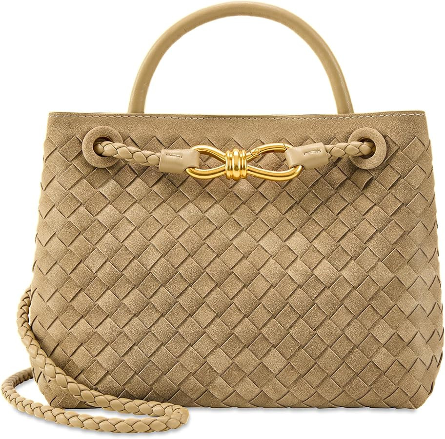 Woven Tote Bag for Women Leather Shoulder Handbag Designer Top Handle Purses | Amazon (US)