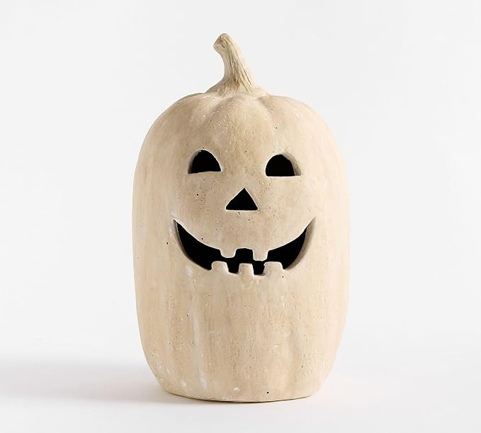 Hallowmas Handcrafted Terracotta Jack-O'-Lantern, Artisanal Kiln-Fired Pumpkin with Hand-Carved D... | Amazon (US)