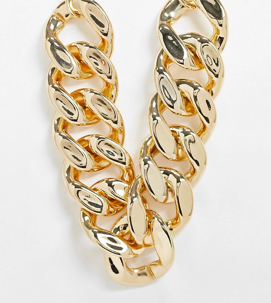 ASOS DESIGN Curve statement curb chain necklace in gold tone | ASOS (Global)
