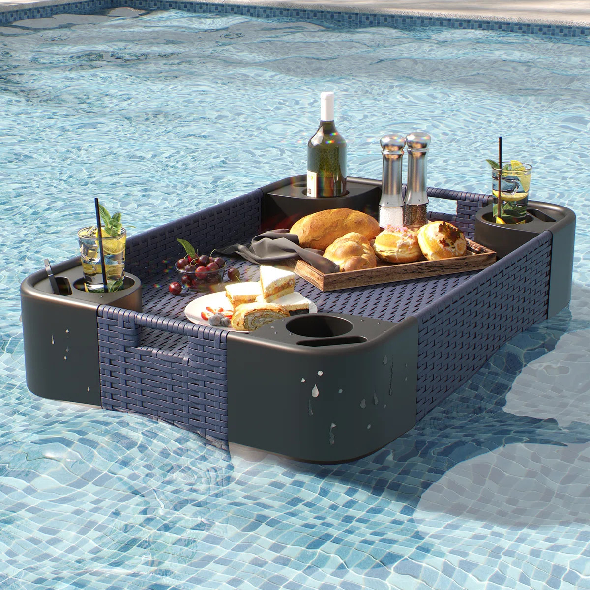 Aluminum Frame Poolside Floating Tray – All - Weather For Drinks, Snacks & Outdoor Hangouts | Wayfair North America