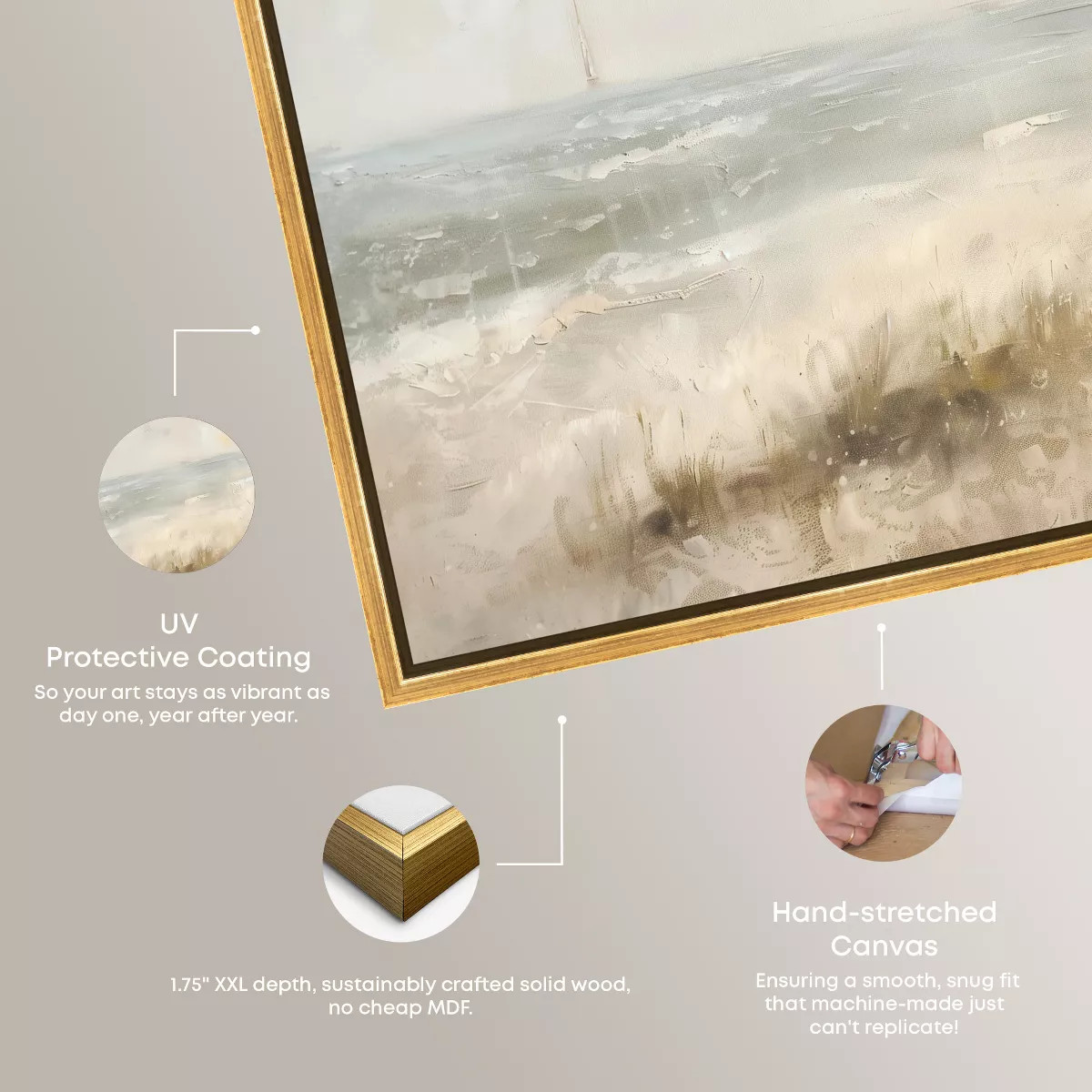 Art Remedy Early Morning on the Shore Beach, 15" x 10", Gold Frame | Target