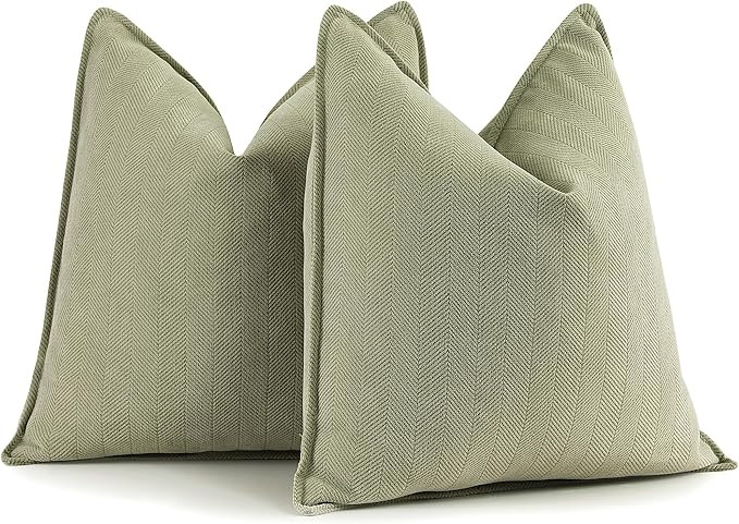 ZWJD Sage Green Pillow Covers 20x20 Set of 2 Chenille Throw Pillow Covers with Elegant Design Sof... | Amazon (US)