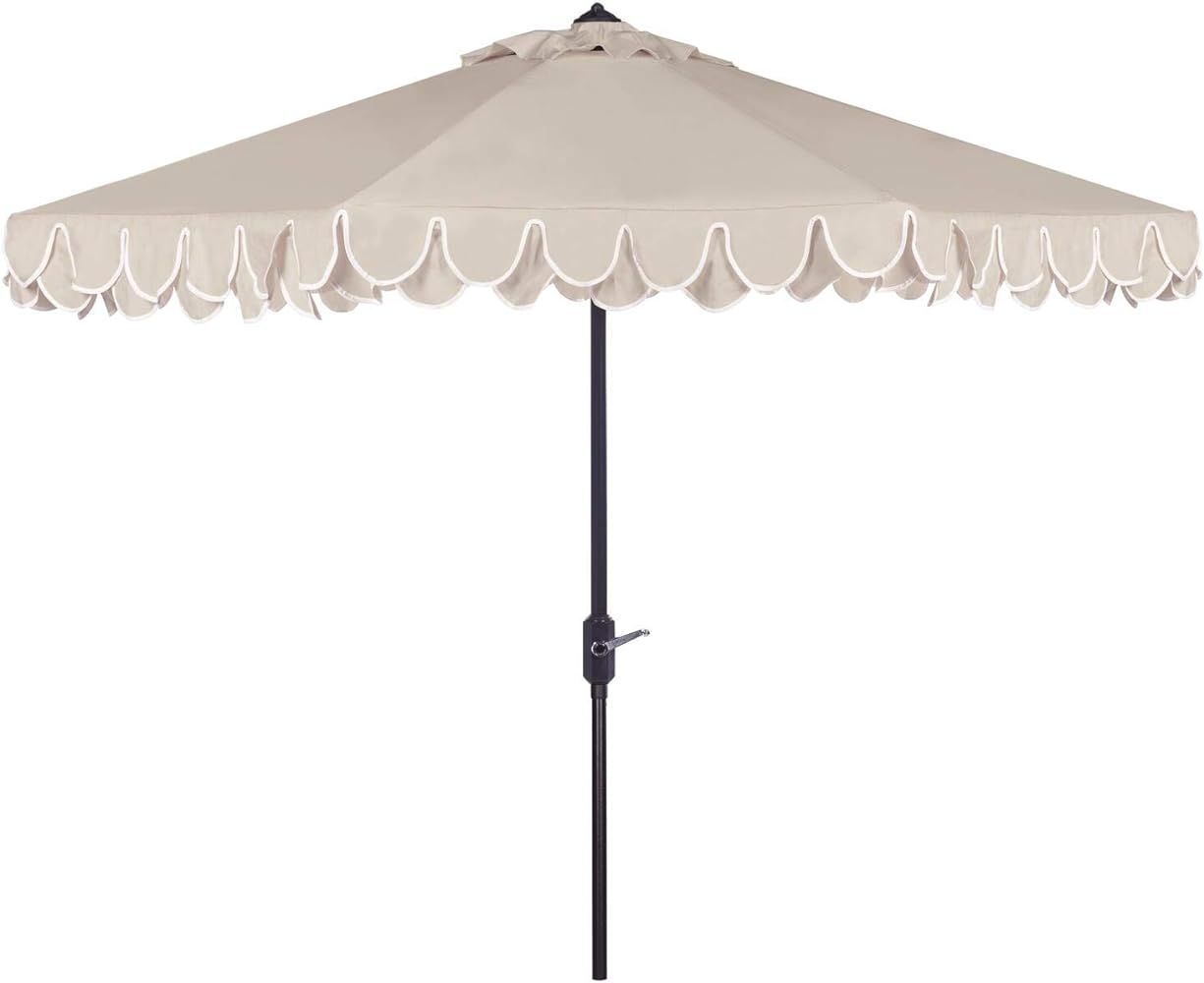 SAFAVIEH PAT8006A Outdoor Collection Elegant Valance Auto Tilt Umbrella, 9', Navy/White | Amazon (US)