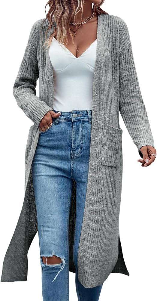 Danedvi Long Cardigan Sweaters for Women Ribbed Knit Open Front Long Sleeve Oversized Fall Casual... | Amazon (US)