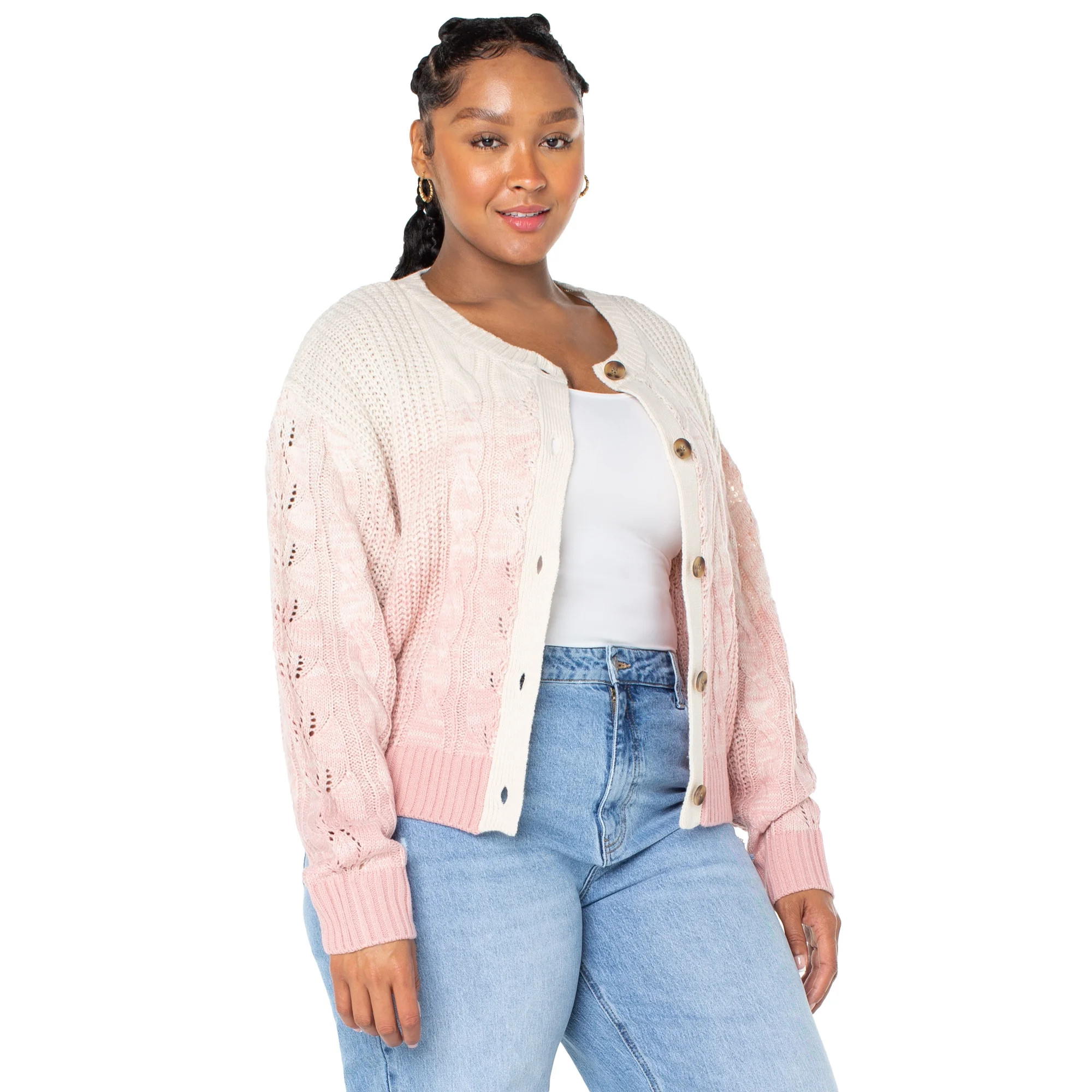 Celebrity Pink Women’s and Women’s Plus Ombre Cardigan Sweater, Sizes XS-4X | Walmart (US)