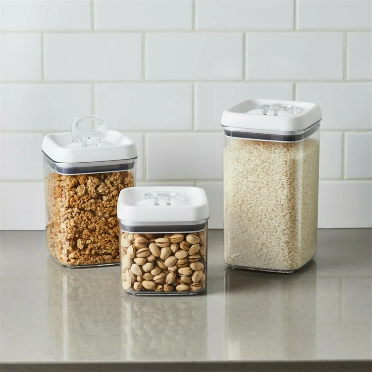 3 PCS Kitchen Food Storage Box Container Set Organizer Square Vacuum Lid Airtight Jars Pantry Noo... | Walmart (US)