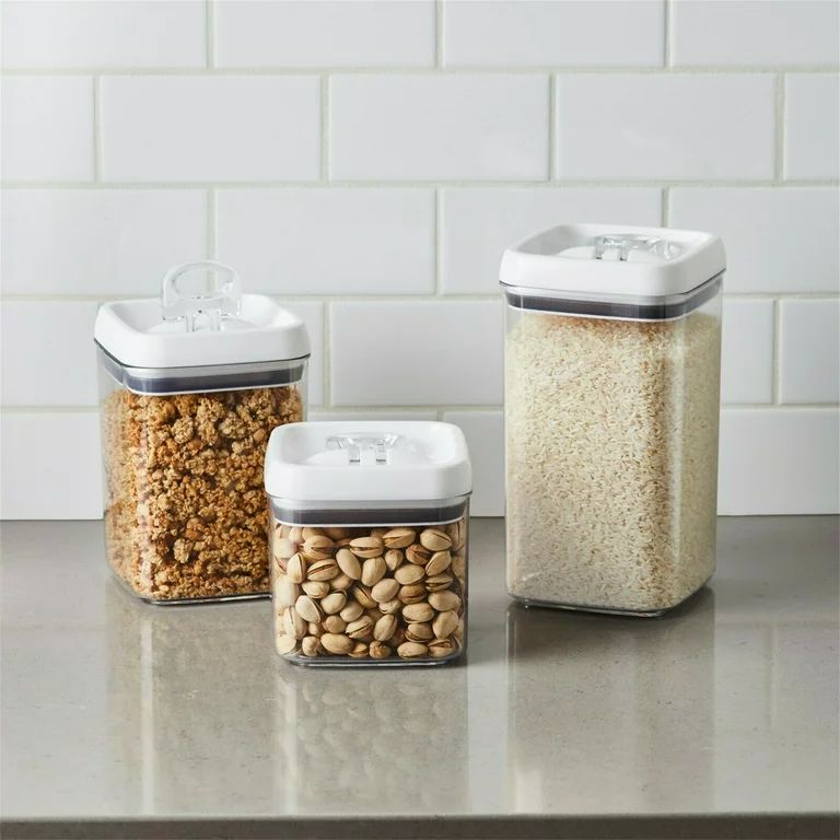 3 PCS Kitchen Food Storage Box Container Set Organizer Square Vacuum Lid Airtight Jars Pantry Noo... | Walmart (US)
