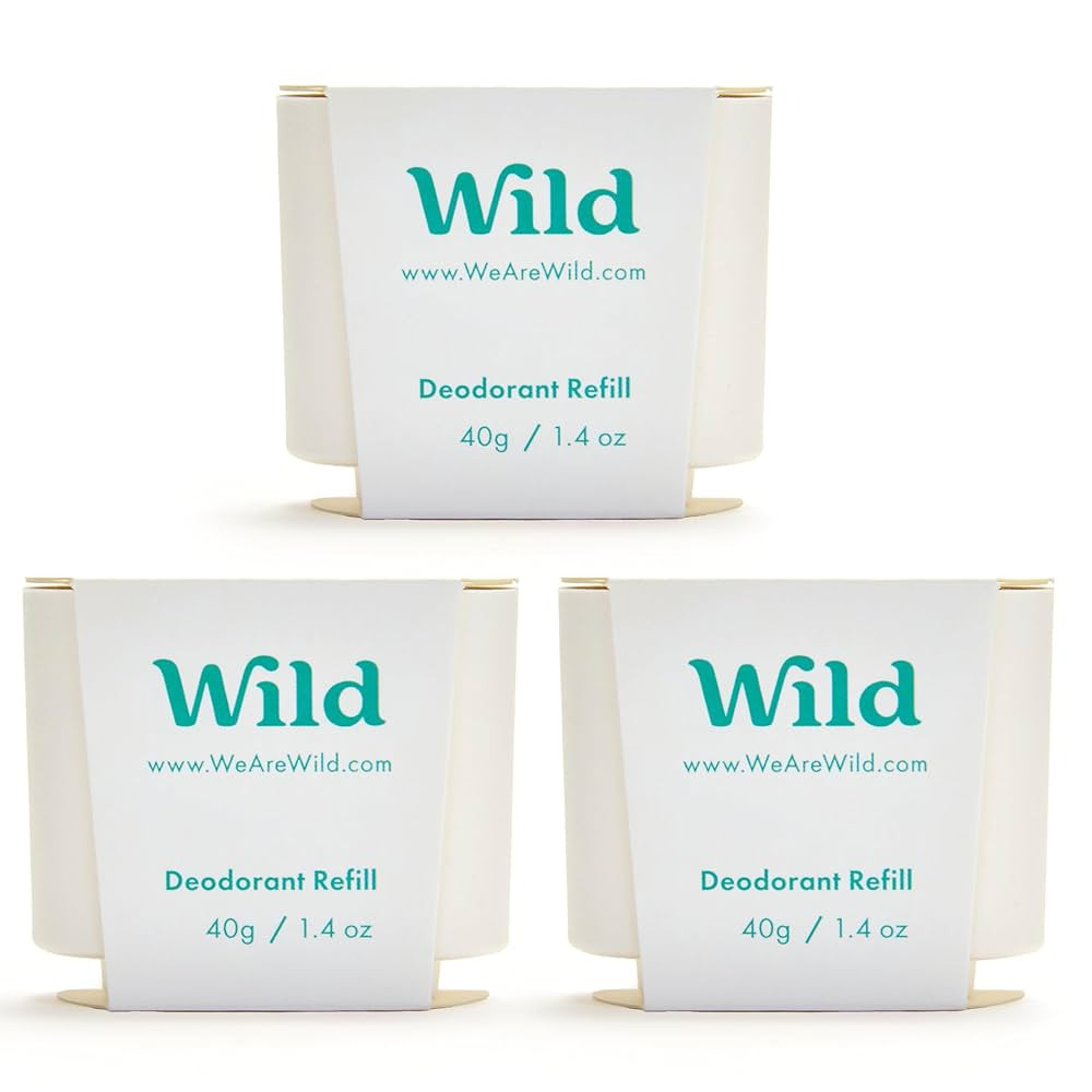 Wild - Refillable Deodorant - Fresh Cotton & Sea Salt Refill Trio Pack - Vegan - Aluminum Free - ... | Amazon (US)