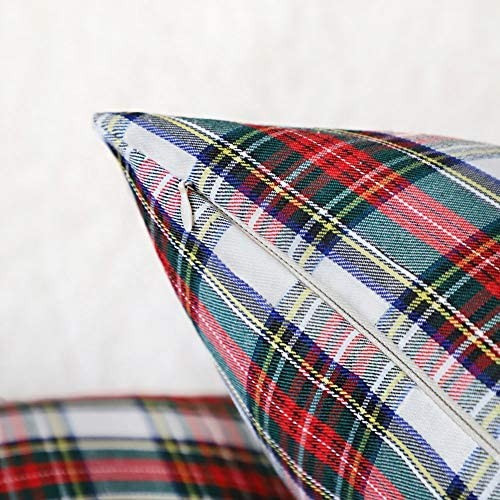 4TH Emotion Set of 2 Christmas Scottish Tartan Plaid Throw Pillow Covers Cushion Case Polyester f... | Amazon (US)