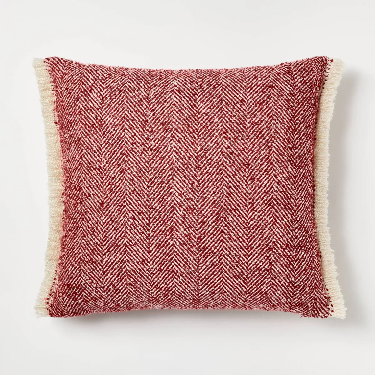 Herringbone with Frayed Edges Square Throw Pillow Red/Cream - Threshold™ designed with Studio M... | Target