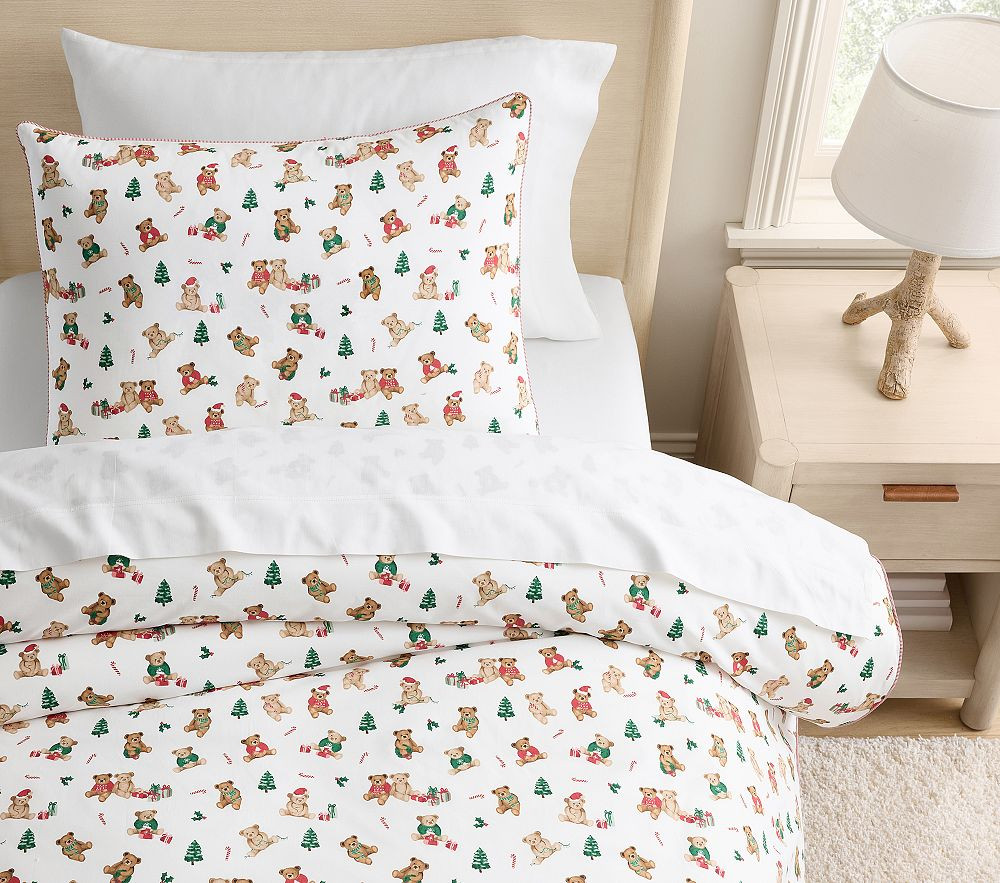 Holiday Teddy Bears Organic Duvet & Shams | Pottery Barn Kids