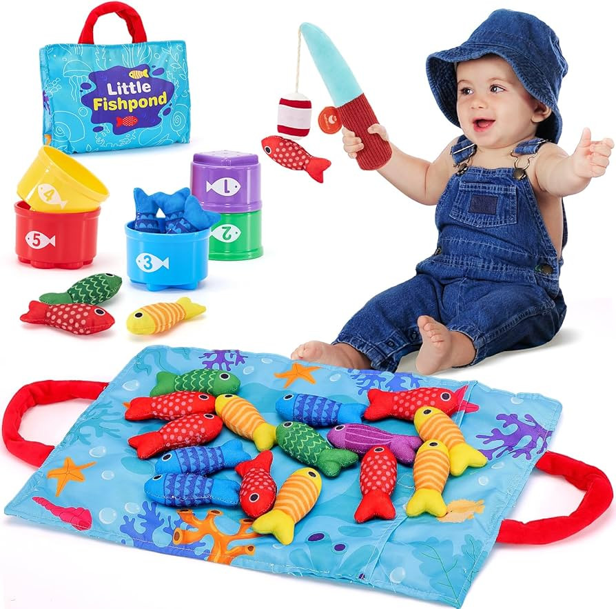 hahaland Montessori Toys for 1 Year Old Boy Girl Birthday Gift - 10 in 1 Cloth Fishing Game Toddl... | Amazon (US)