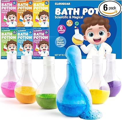 Kids Bath Bomb Potions, 6 Pack Non-Toxic Fizzy Bubble Bath Explosions, Colorful Burst Bath Potion... | Amazon (US)