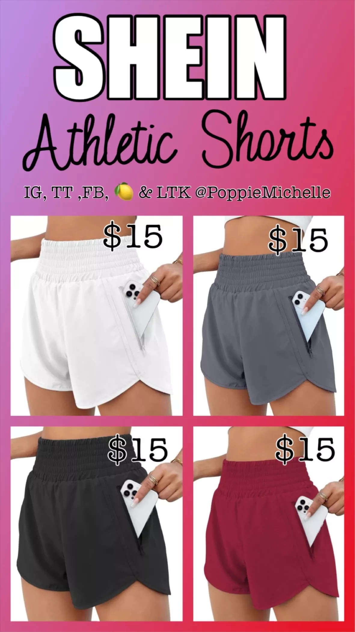 Women's Athletic Shorts High Waisted Running Shorts Pocket Sporty