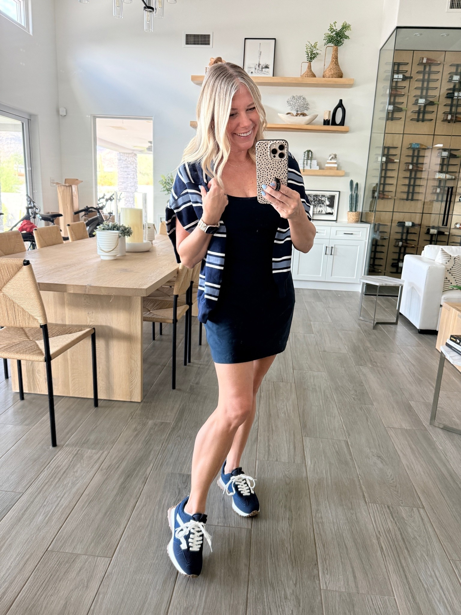 Size small dress and striped shirt. Navy sneakers run tts. In the 8

#LTKOver40 #LTKootd #LTKmomlife