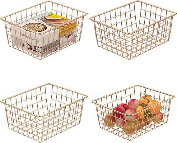 Wire Baskets, Cambond 4 Pack Wire Basket for Storage Durable Metal Basket Pantry Organizer Storag... | Amazon (US)