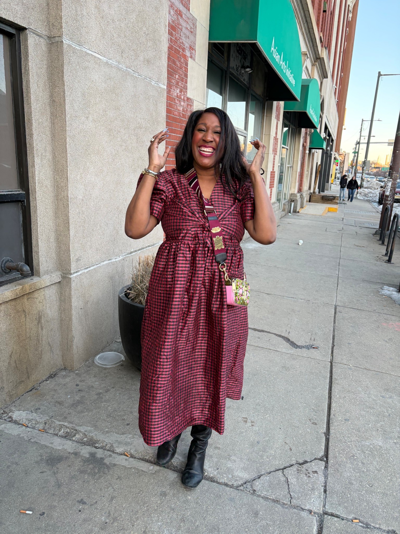 Cute Sunday Funday look! Ganni tie front midi dress and Marc Jacobs snapshot bag. 

#LTKootd #LTKOver40 #LTKTall