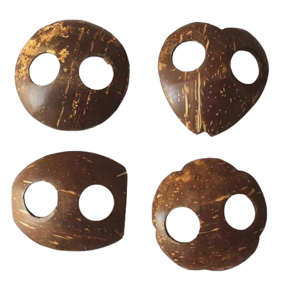 Sarong Tie Sets Premium Quality Brown Buckles Set Of 4 pcs, For Sarong Pareo Made From Coconut Sh... | Amazon (US)