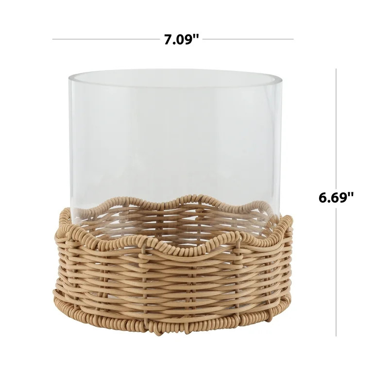 Mainstays by Becky G. & Alejandra 6.7" Scalloped Woven Glass Hurricane Pillar Candle Holder | Walmart (US)