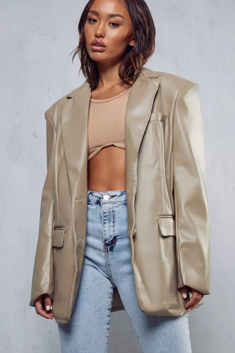 Oversized Leather Look Blazer | Debenhams UK