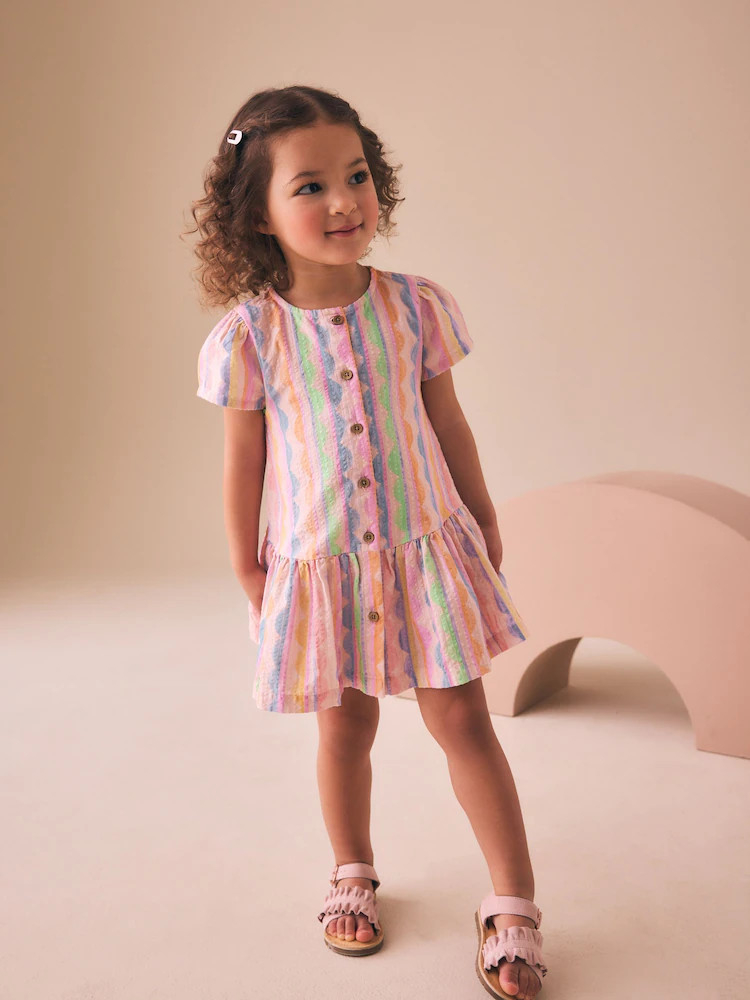 Pastel Rainbow Short Sleeve Cotton Dress (3mths-8yrs) | Next US