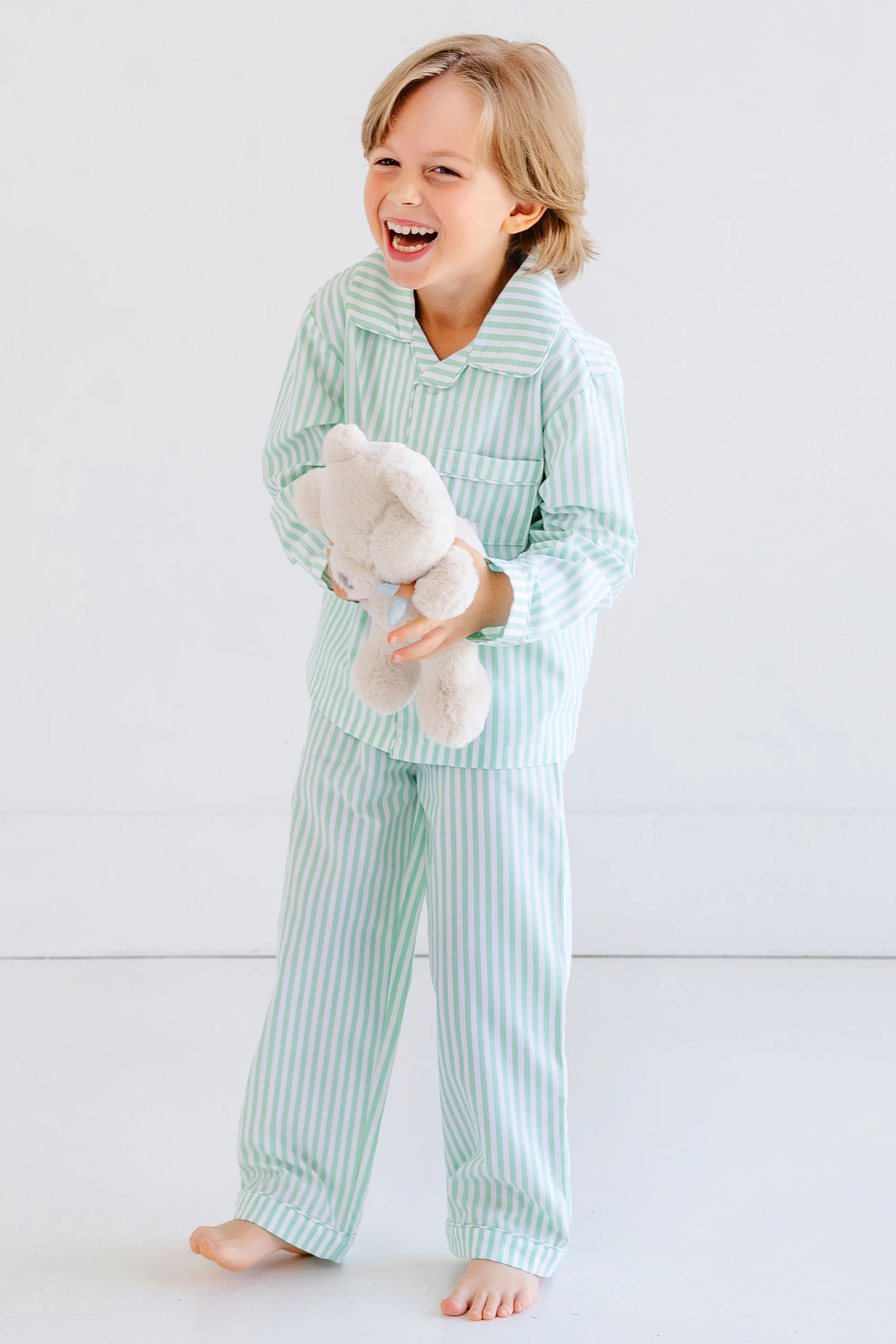 Lock's Little Set (Unisex) - Grace Bay Green Stripe with Worth Avenue White | The Beaufort Bonnet Company