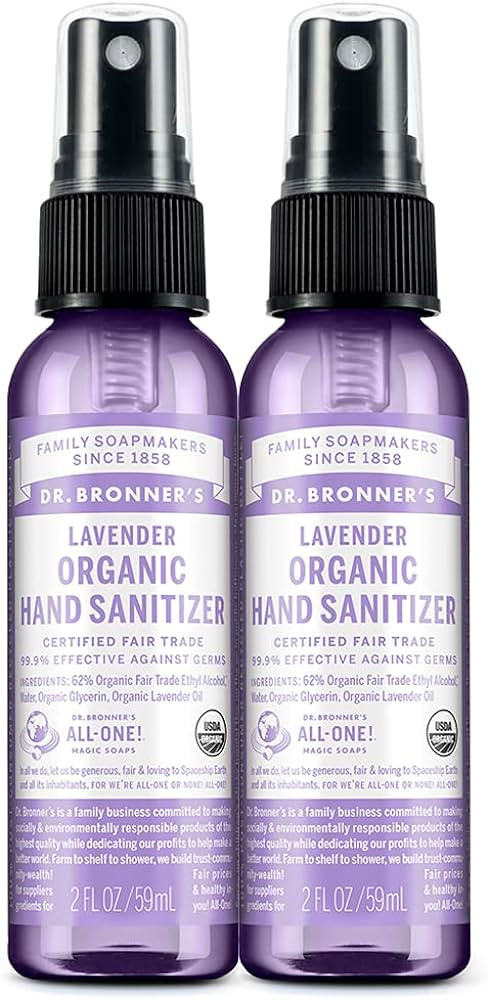 Dr. Bronner's - Organic Hand Sanitizer Spray (Lavender, 2 Ounce, 2-Pack) - Simple and Effective F... | Amazon (US)
