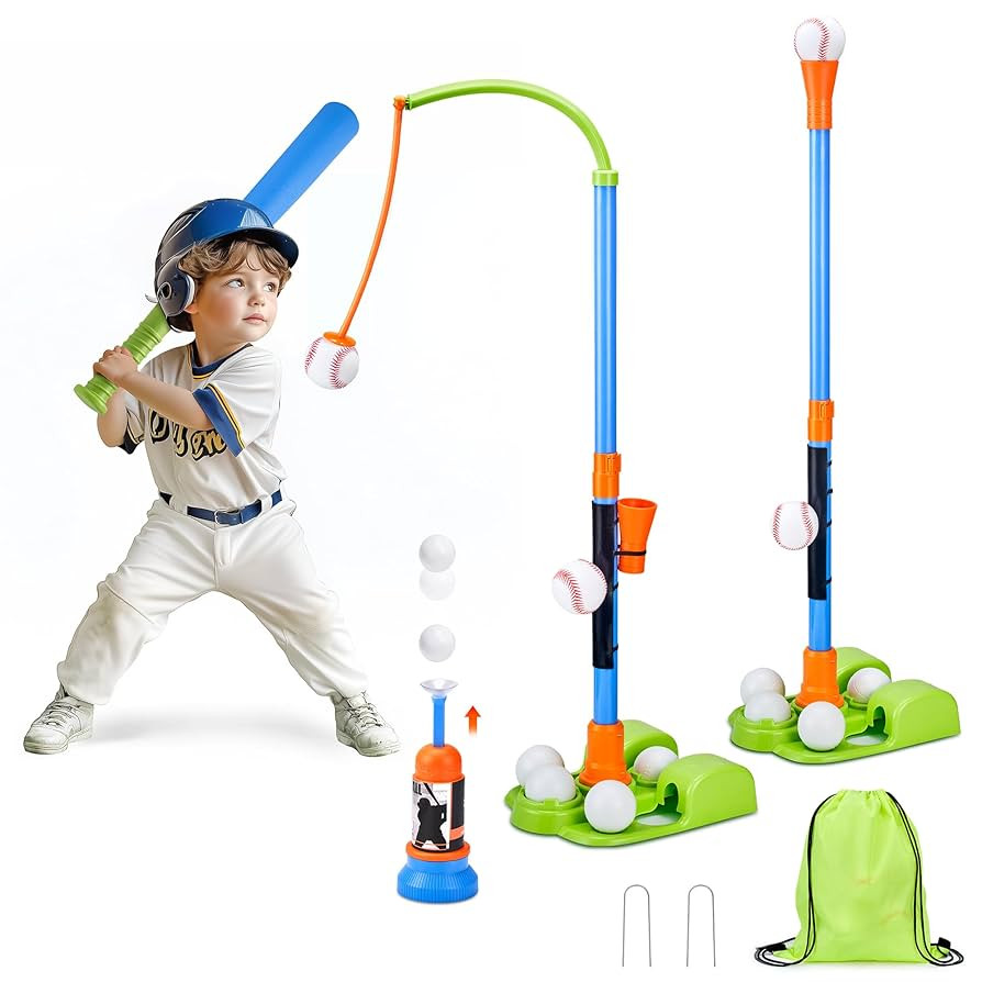 JoyCat 3-in-1 T Ball Sets for Kids 3-5,Toddler Baseball with T Ball Stand,Hanging Tee,Auto Launch... | Amazon (US)