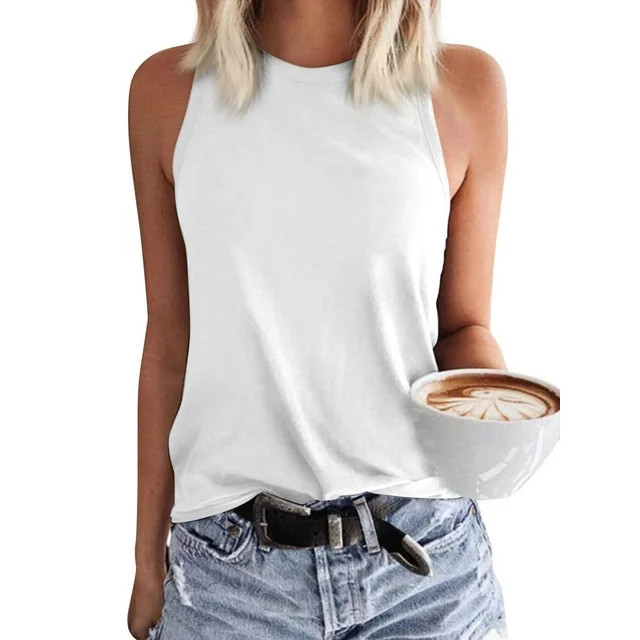 Sherrylily Womens Crew Neck Tank Tops Casual Loose Fit Sleeveless Shirt S-2XL | Walmart (US)