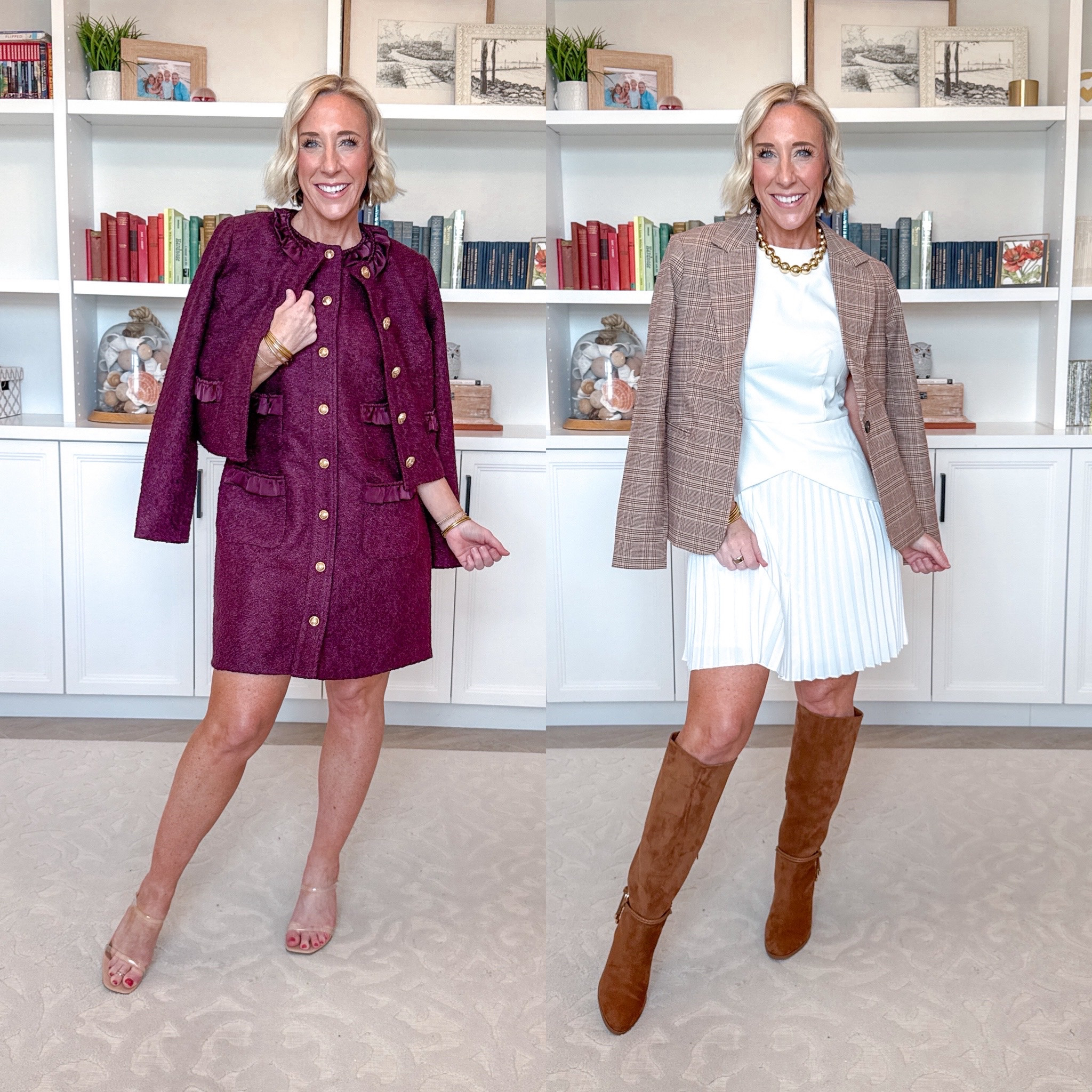 Walmart - fall new arrivals. Sleeveless Button Front Combo Shift Dress - size XS. $36. This color sold out but still available in navy! Ruffle Trim Nubby Jacket w/ Long Sleeves - size XS. $40. This color sold out but still available in navy! Plaid Single Breasted Blazer - size XS. $38. 4 colors. * Sleeveless Pleated Dress - size XS. * Buckle Tall Boots - tts. $46.98. 2 colors.

#LTKOver40 #LTKSeasonal #LTKPetite