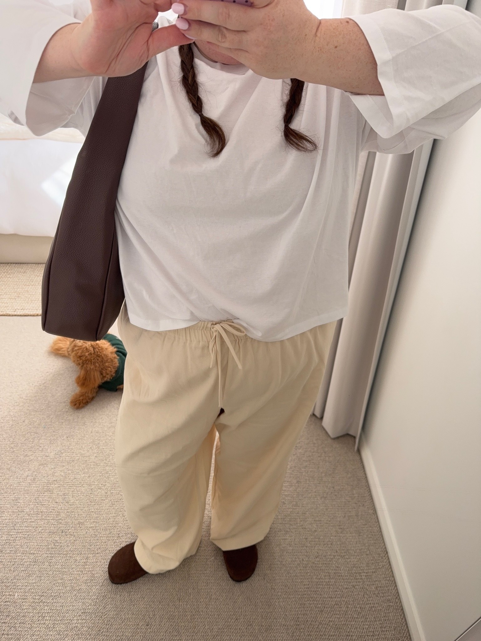 Top Kmart 
Shoes Kmart (brown Birkenstocks, I’ve linked similar) 
Bag St Oddity 

Pants size 22 (true to size)