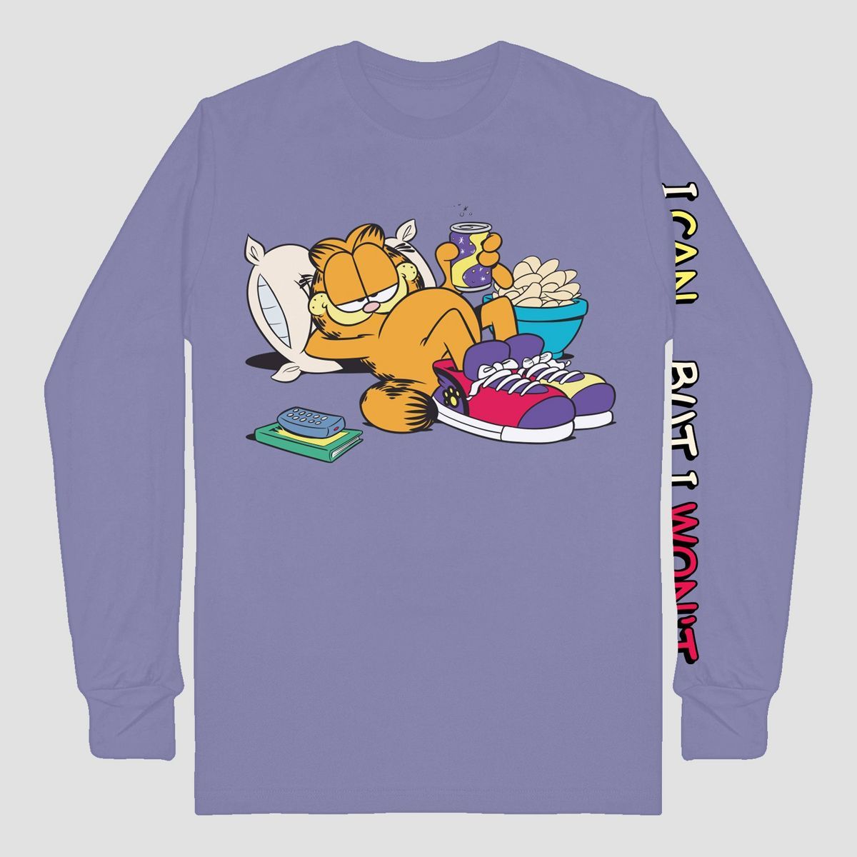 Men's Viacom Garfield Long Sleeve Graphic T-Shirt - Indigo | Target