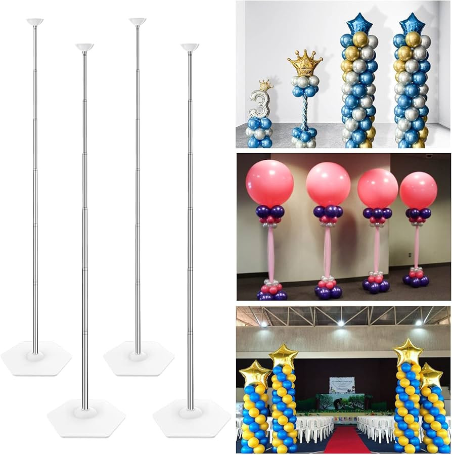 YALLOVE Balloon Column Stand Kit Set of 4, 7 Feet Height Adjustable Balloon Tower Pillar with Reu... | Amazon (US)