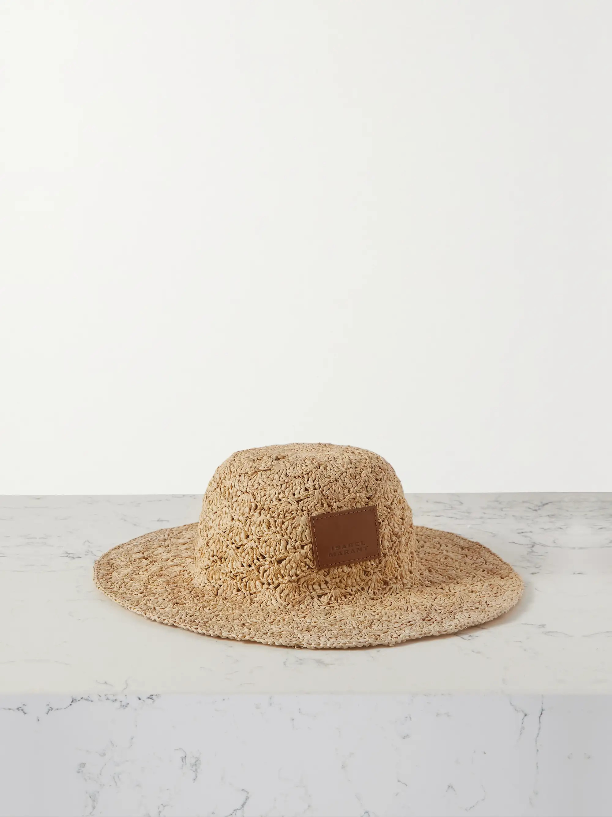 Tulum leather-trimmed crocheted raffia hat | NET-A-PORTER APAC