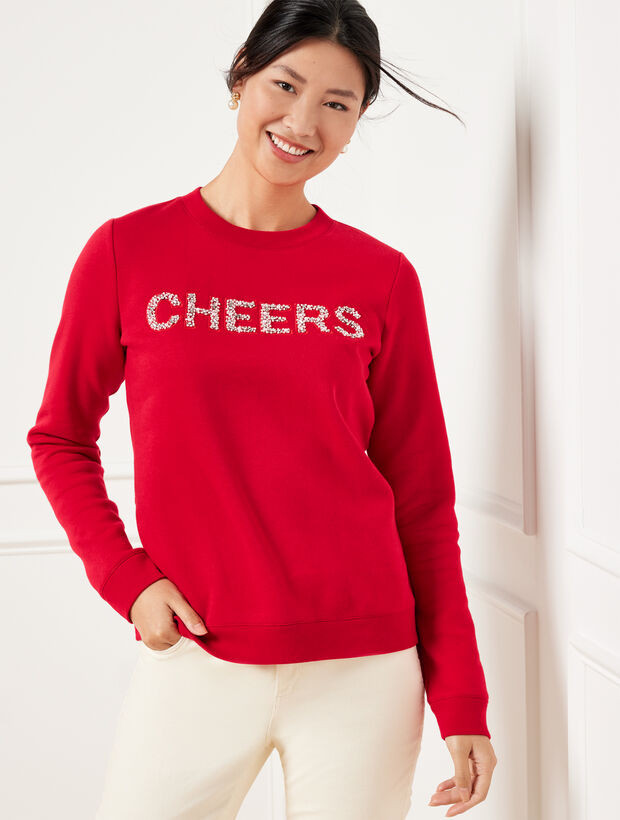 Embellished Crewneck Sweatshirt - Cheers | Talbots